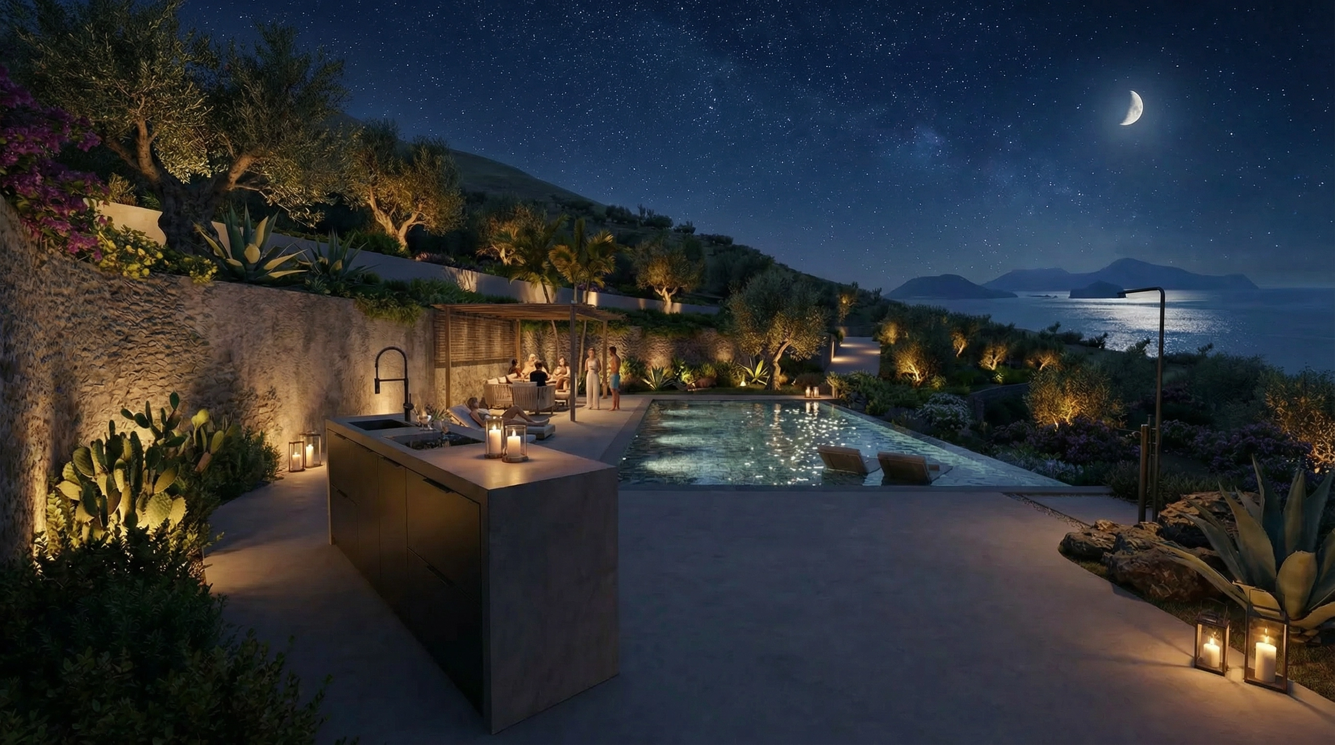 Area pianobar e lounge di notte